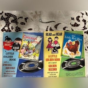 Vintage Golden Book Read and Hear Book/Vinyl Chicken Little The Little Red Hen